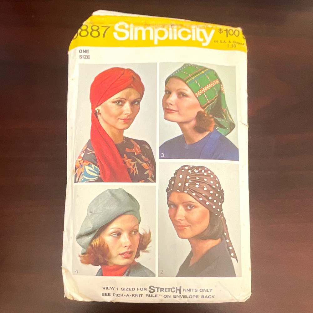 Simplicity 5887 Hat Sewing Pattern Misses Turban Beret Scarf Hat Vintage